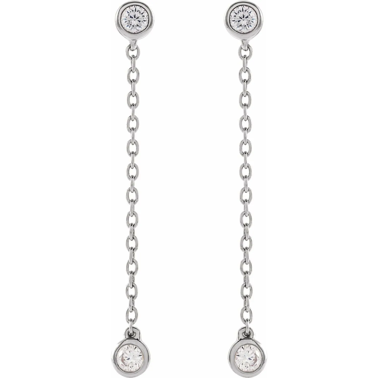 14K White Gold 1/4ct Lab-Grown Diamond Chain Earrings Clarity SI, Color G-H