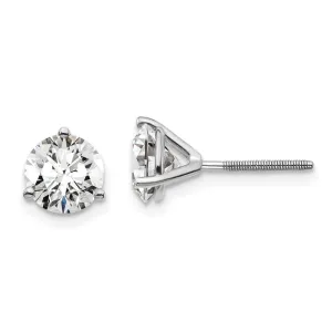 14k White Gold 2 ct Round Lab Grown Diamond Stud Earrings Screw Back VS Clarity, D-E Color