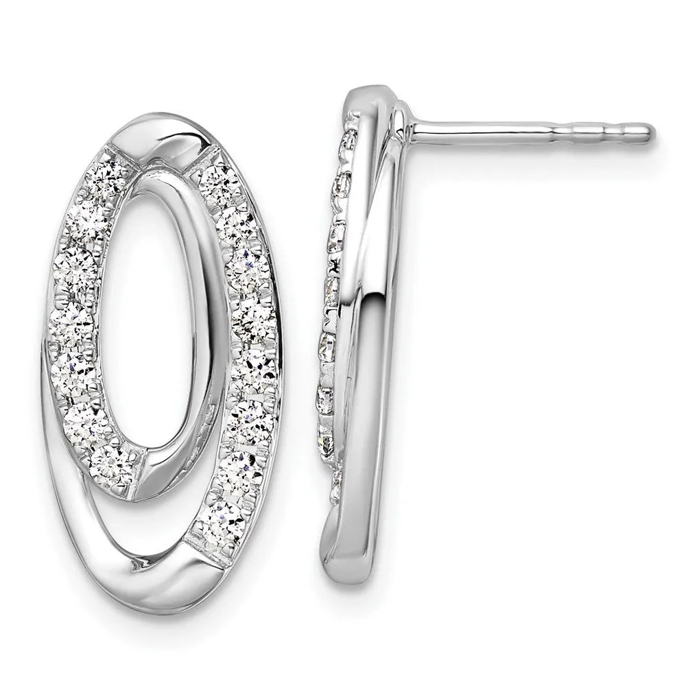 14K White Gold 2/3 ct Lab Grown Diamond Oval Dangle Earrings VS Clarity, G-H Color