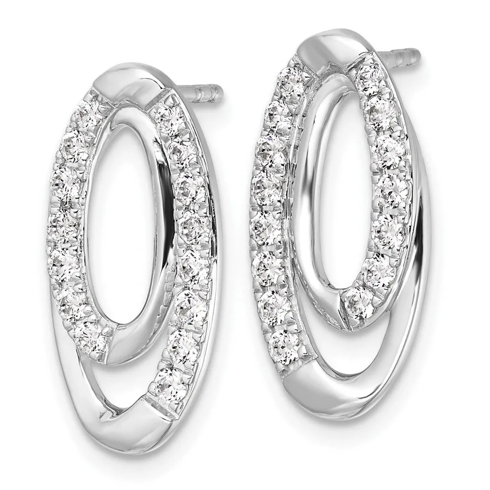 14K White Gold 2/3 ct Lab Grown Diamond Oval Dangle Earrings VS Clarity, G-H Color