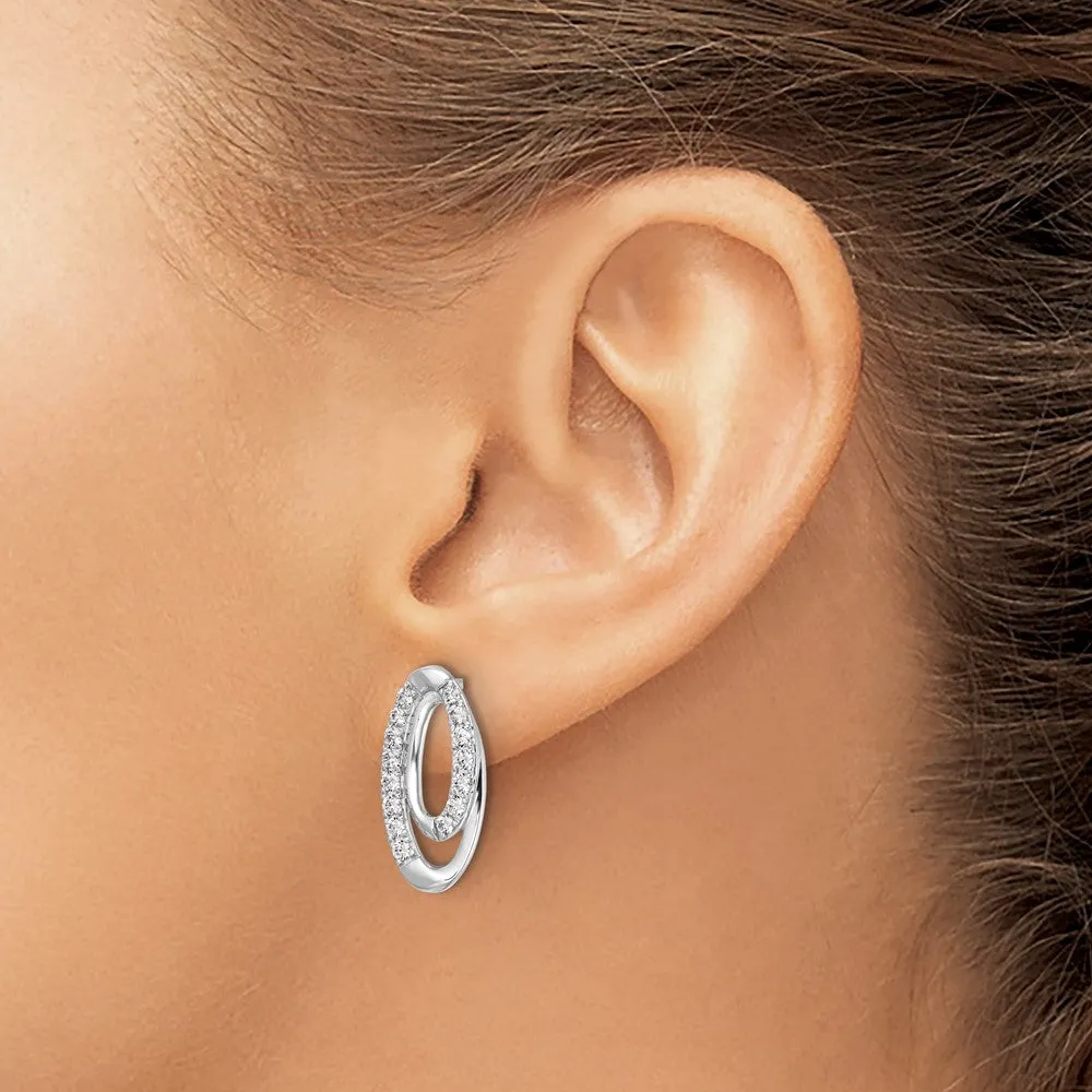 14K White Gold 2/3 ct Lab Grown Diamond Oval Dangle Earrings VS Clarity, G-H Color