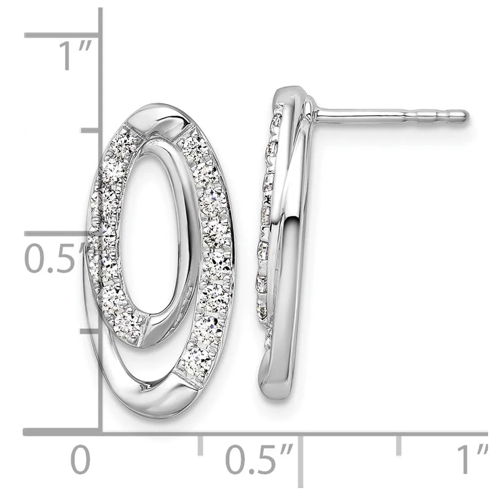 14K White Gold 2/3 ct Lab Grown Diamond Oval Dangle Earrings VS Clarity, G-H Color