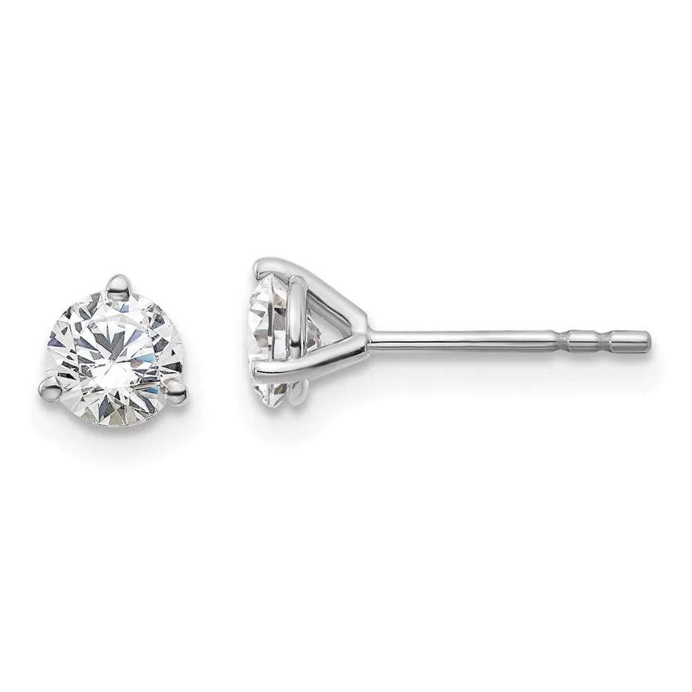 14k White Gold 2/3 ct Round Lab Grown Diamond Stud Earrings VS Clarity, D-E Color