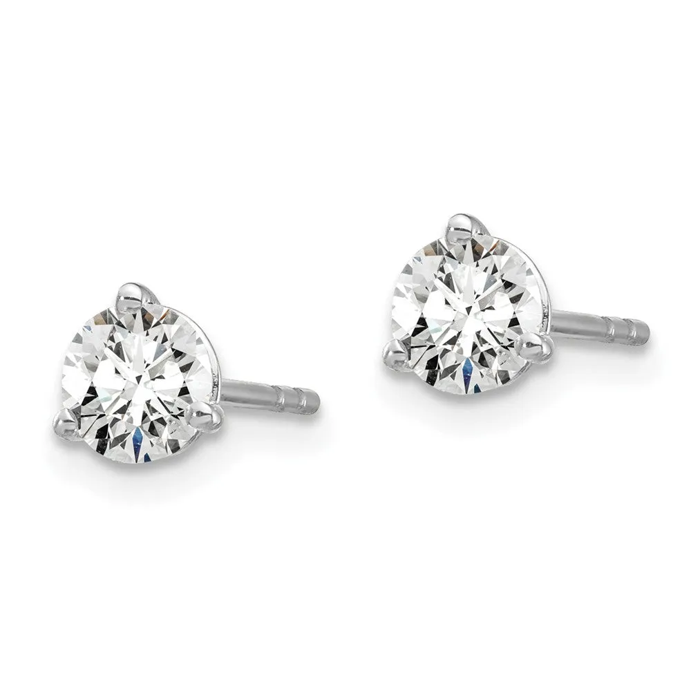 14k White Gold 2/3 ct Round Lab Grown Diamond Stud Earrings VS Clarity, D-E Color
