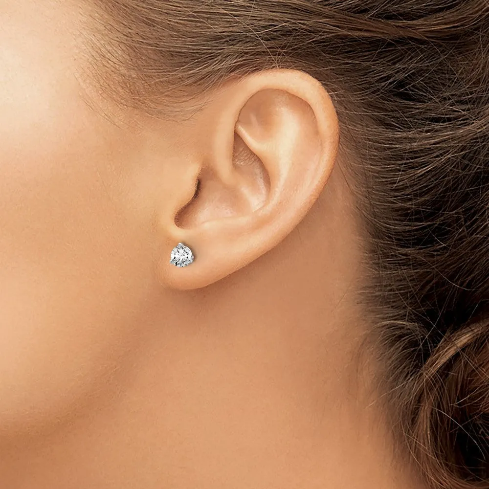 14k White Gold 2/3 ct Round Lab Grown Diamond Stud Earrings VS Clarity, D-E Color