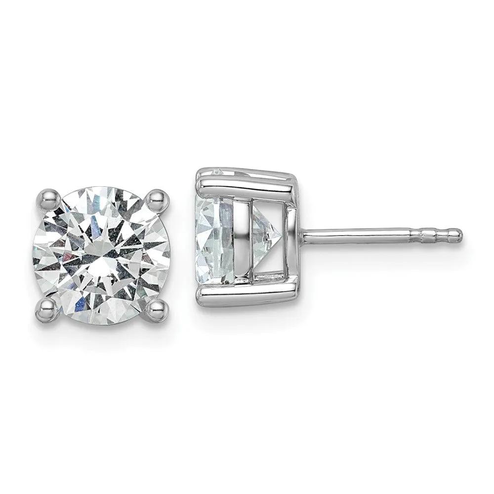 14k White Gold 3 ct Round Lab Grown Diamond Stud Earrings VS Clarity, G-H Color