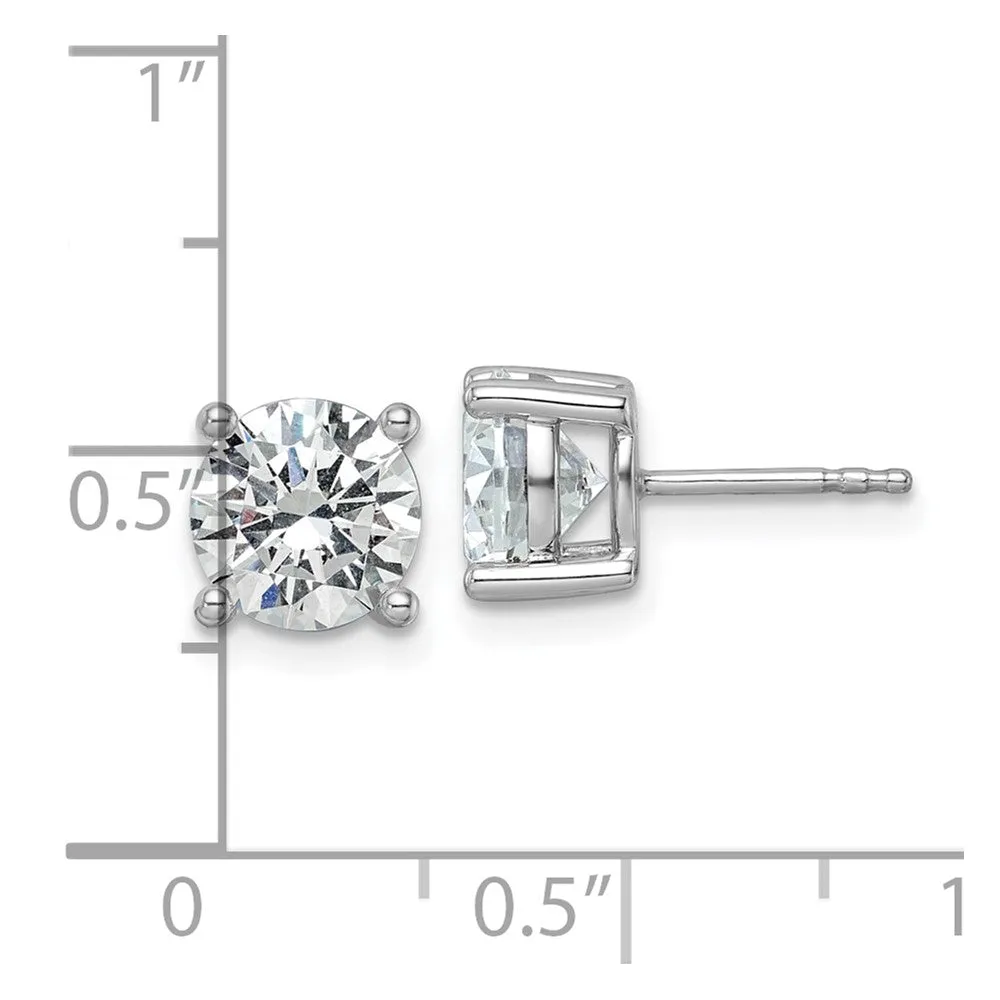 14k White Gold 3 ct Round Lab Grown Diamond Stud Earrings VS Clarity, G-H Color