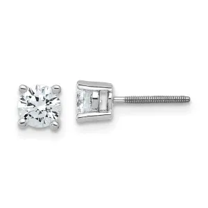 14k White Gold 3/4 ct Round Lab Grown Diamond Stud Earrings Screw Back VS Clarity, D-E Color