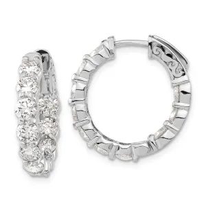 14k White Gold 4.35 ct Lab Grown Diamond Round Hoop w/Safety Clasp Hoop Earrings VS Clarity, G-H Color