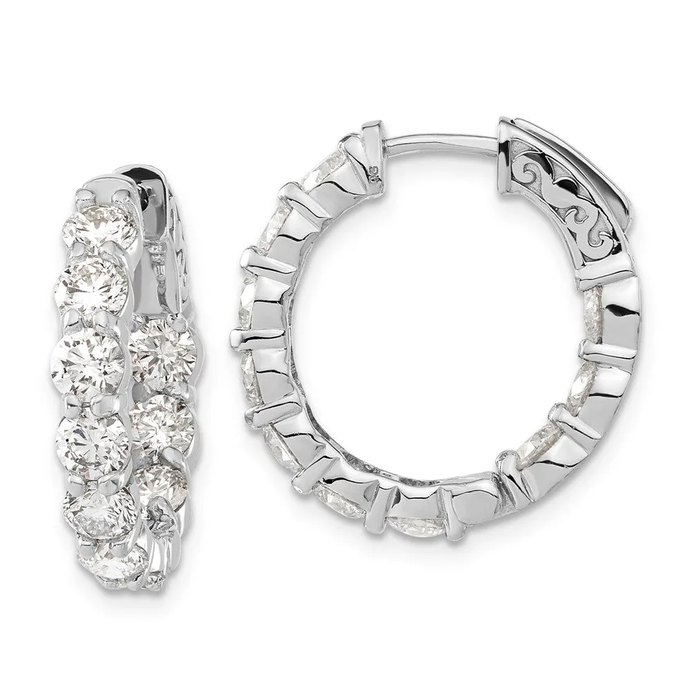 14k White Gold 4.35 ct Lab Grown Diamond Round Hoop w/Safety Clasp Hoop Earrings VS Clarity, G-H Color