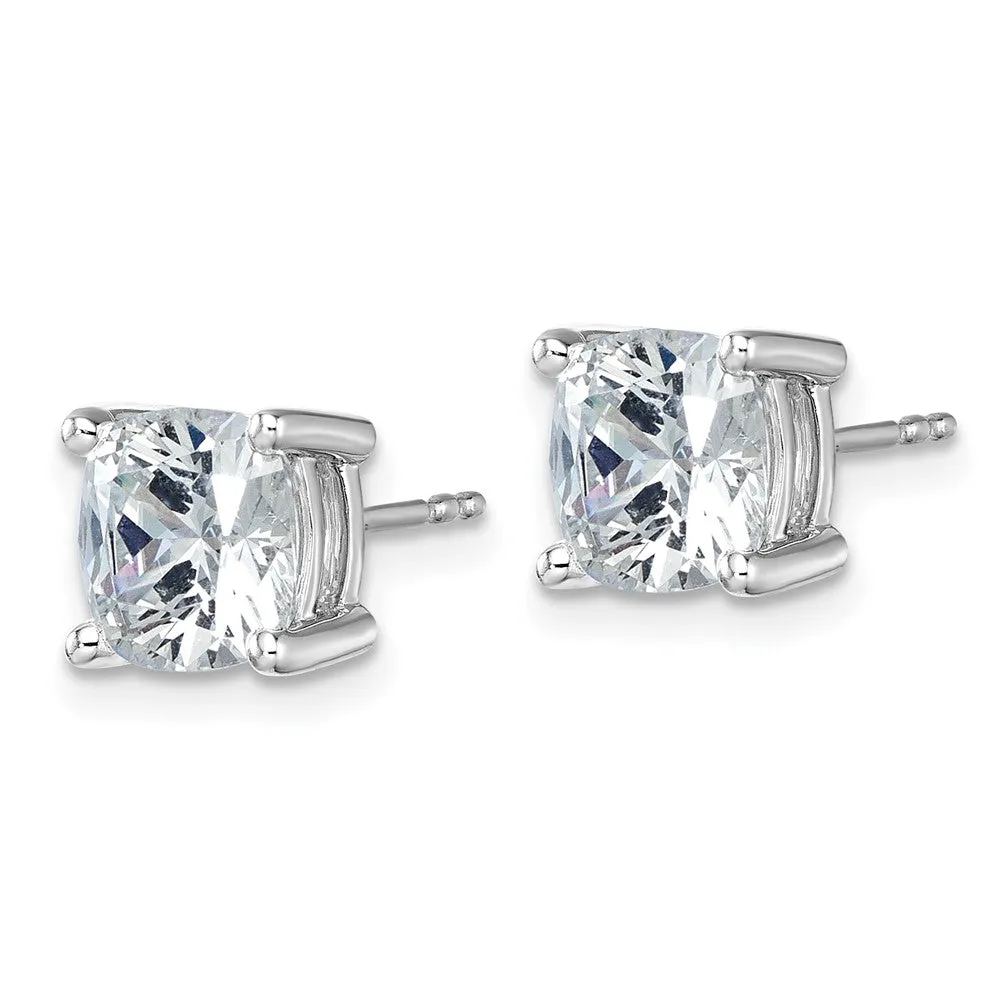 14k White Gold 5ctw Cushion Lab Grown Diamond Stud Earrings VS Clarity, G-H Color