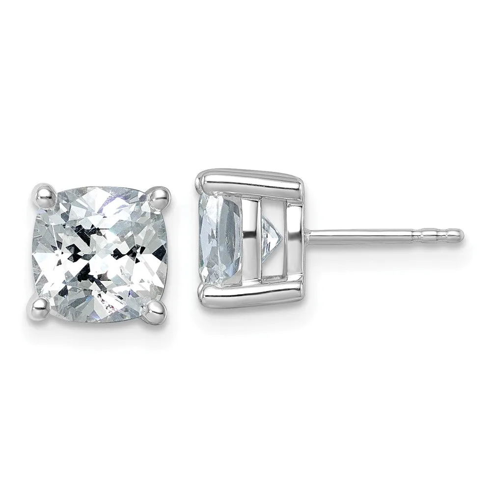 14k White Gold 5ctw Cushion Lab Grown Diamond Stud Earrings VS Clarity, G-H Color