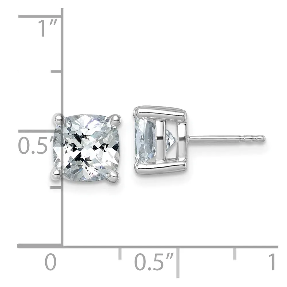 14k White Gold 5ctw Cushion Lab Grown Diamond Stud Earrings VS Clarity, G-H Color