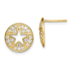14k Yellow Gold 0.45 ct Lab Grown Diamond Circle Star Stud Earrings VS Clarity, G-H Color