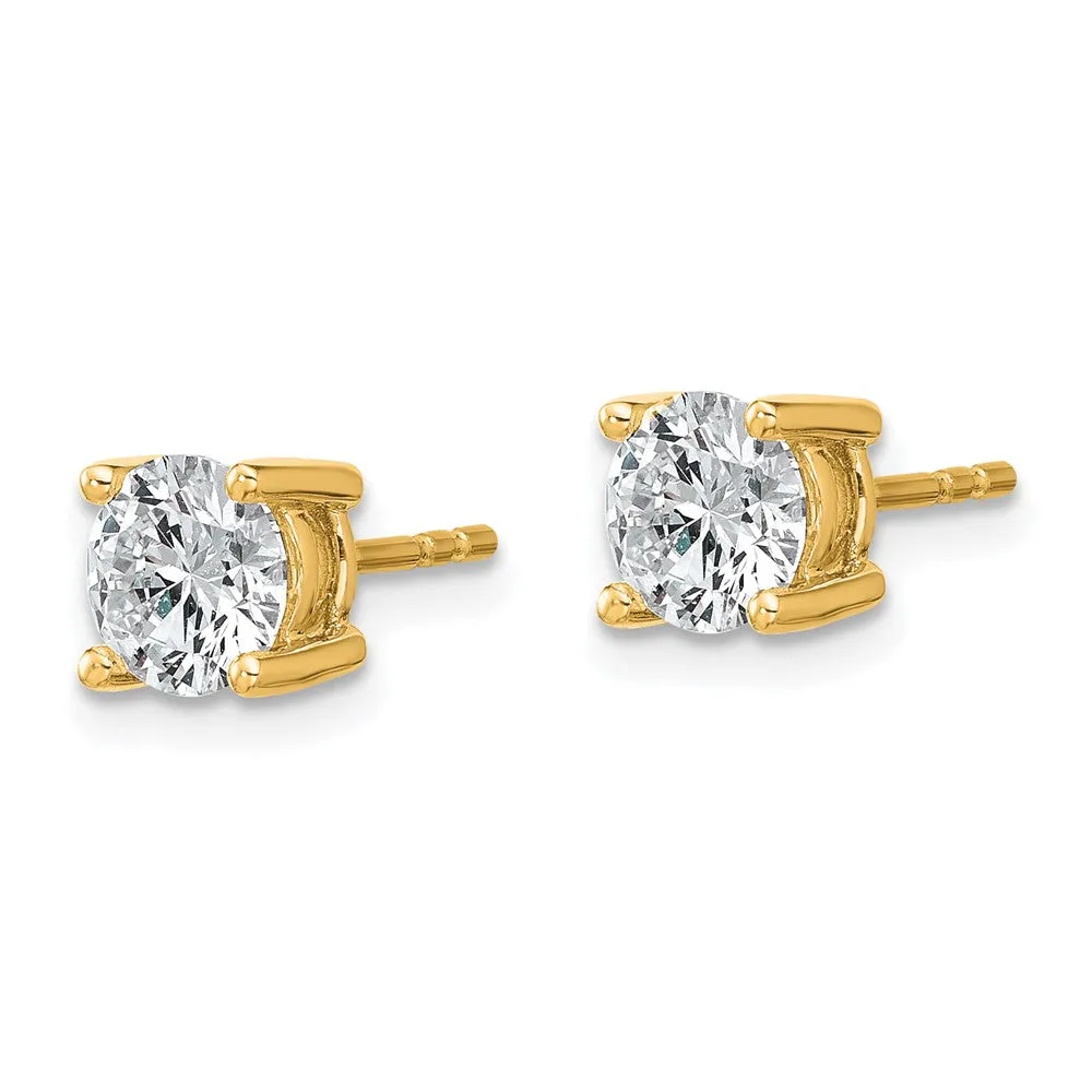 14k Yellow Gold 1 3/8 ct Round Lab Grown Diamond Stud Earrings VS Clarity, G-H Color