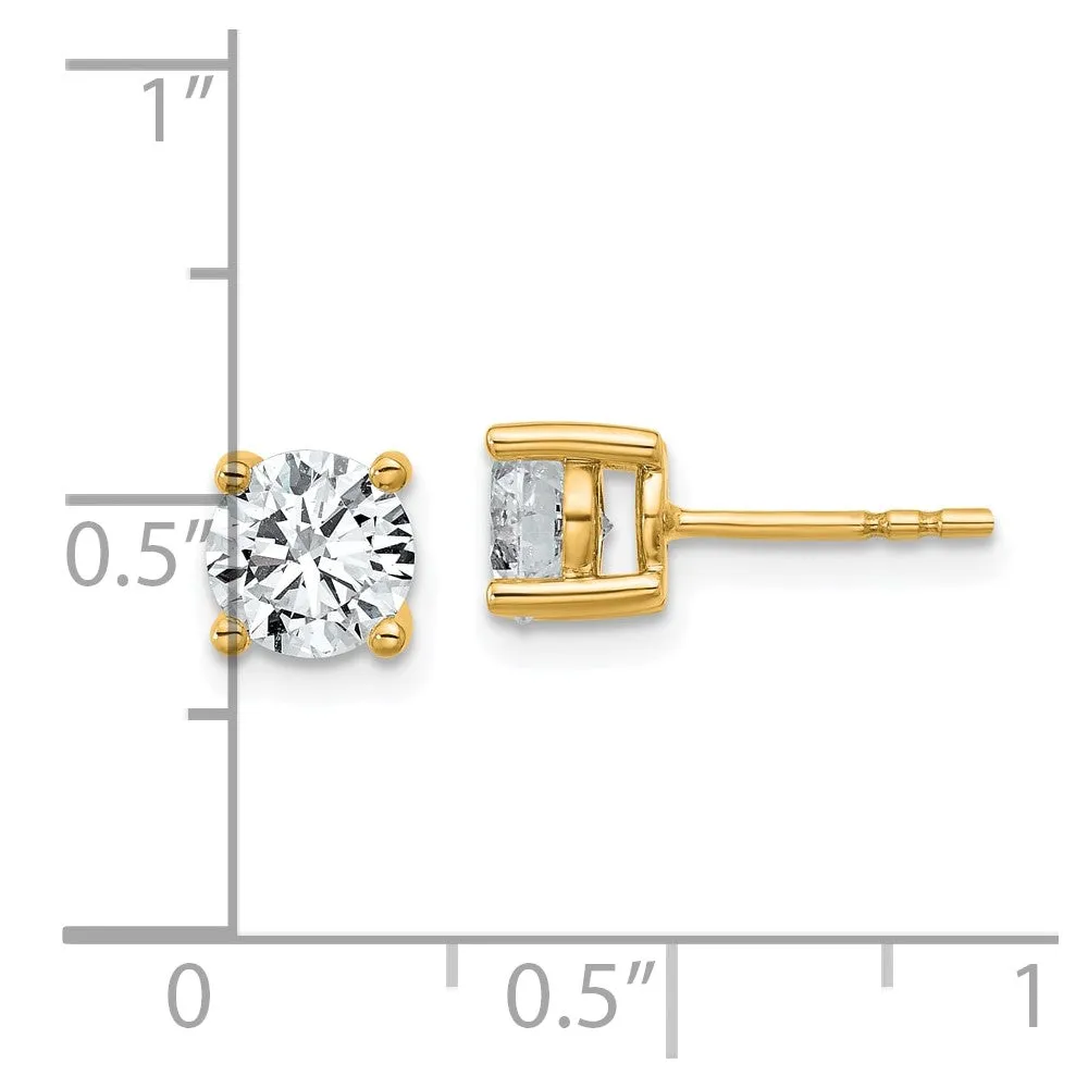 14k Yellow Gold 1 3/8 ct Round Lab Grown Diamond Stud Earrings VS Clarity, G-H Color
