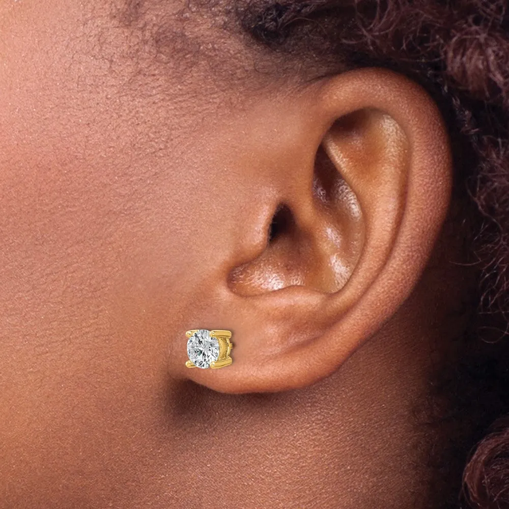 14k Yellow Gold 1 3/8 ct Round Lab Grown Diamond Stud Earrings VS Clarity, G-H Color