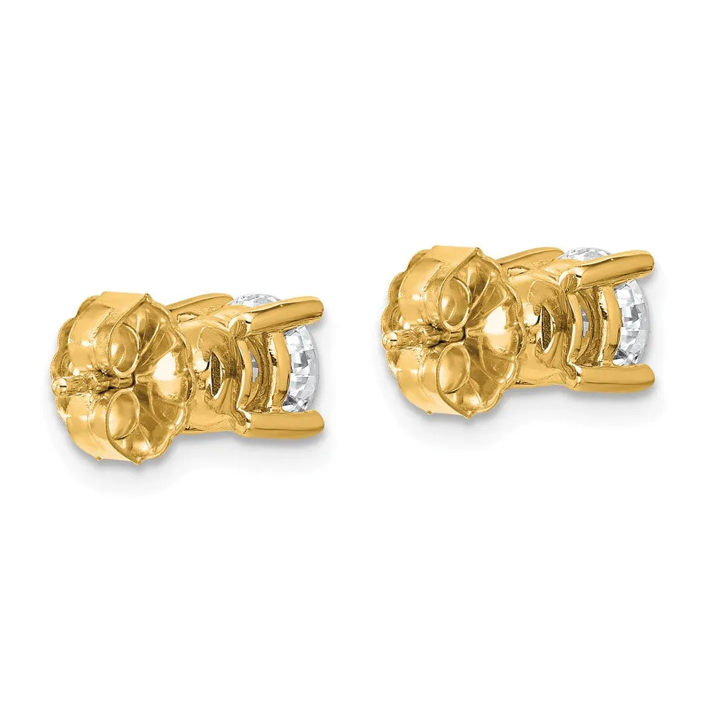 14k Yellow Gold 1 3/8 ct Round Lab Grown Diamond Stud Earrings VS Clarity, G-H Color