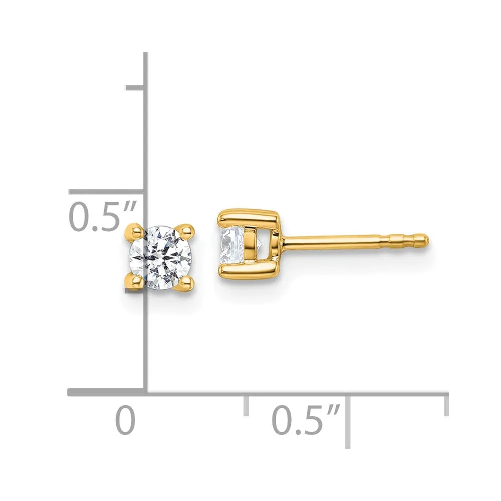 14k Yellow Gold 1/2 ct Round Lab Grown Diamond Stud Earrings VS Clarity, D-E Color