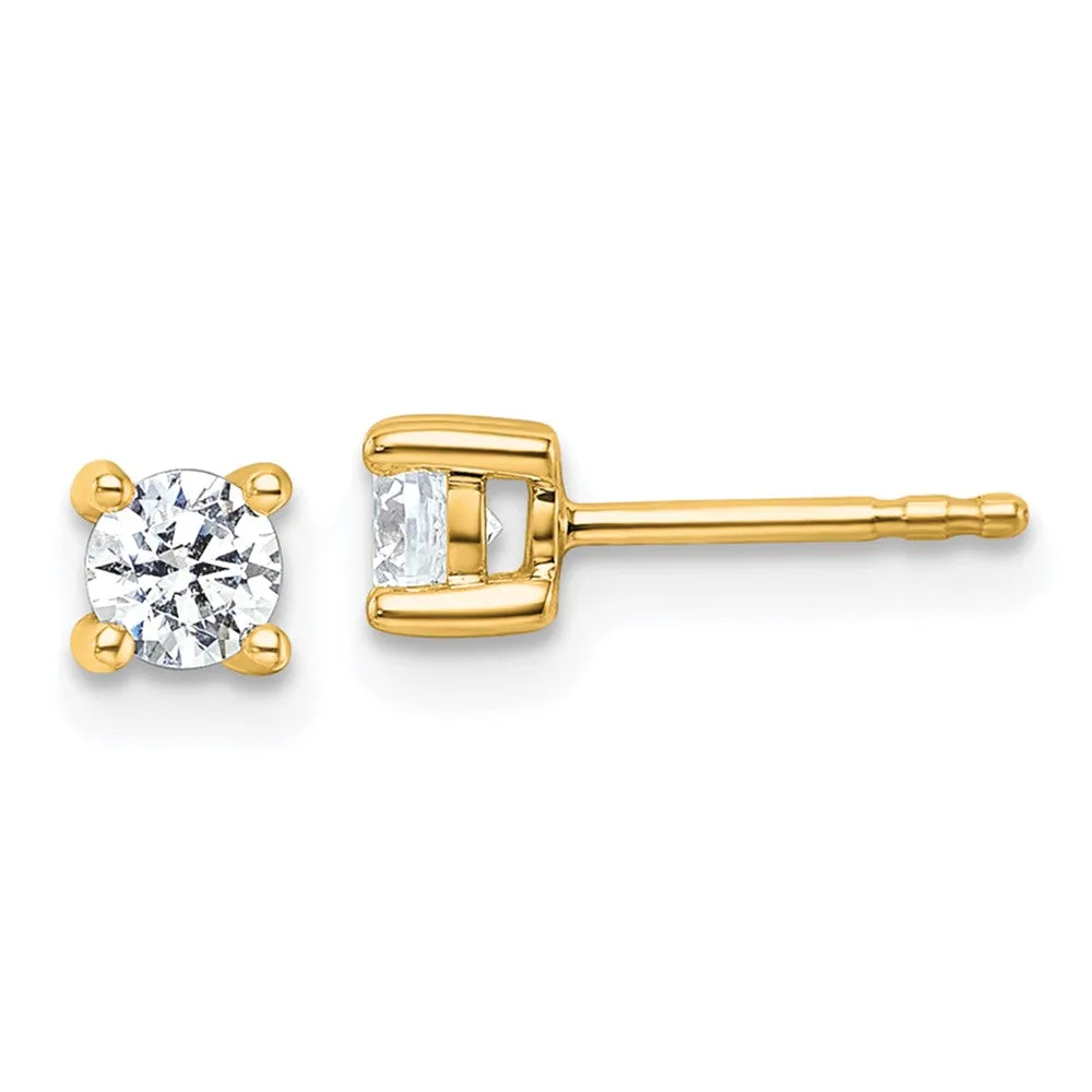 14k Yellow Gold 1/2 ct Round Lab Grown Diamond Stud Earrings VS Clarity, D-E Color