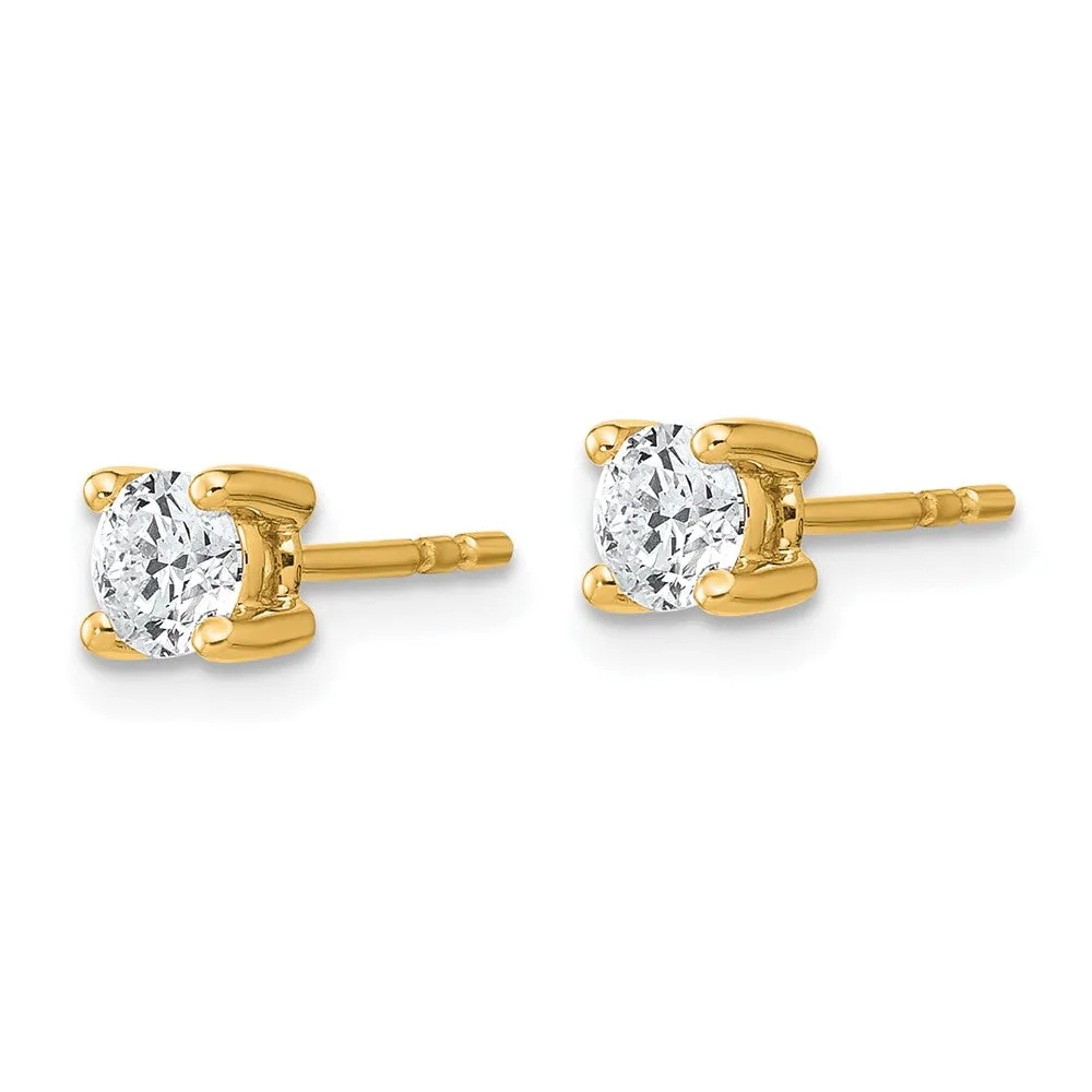 14k Yellow Gold 1/2 ct Round Lab Grown Diamond Stud Earrings VS Clarity, D-E Color
