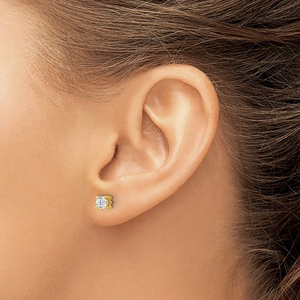 14k Yellow Gold 1/2 ct Round Lab Grown Diamond Stud Earrings VS Clarity, D-E Color