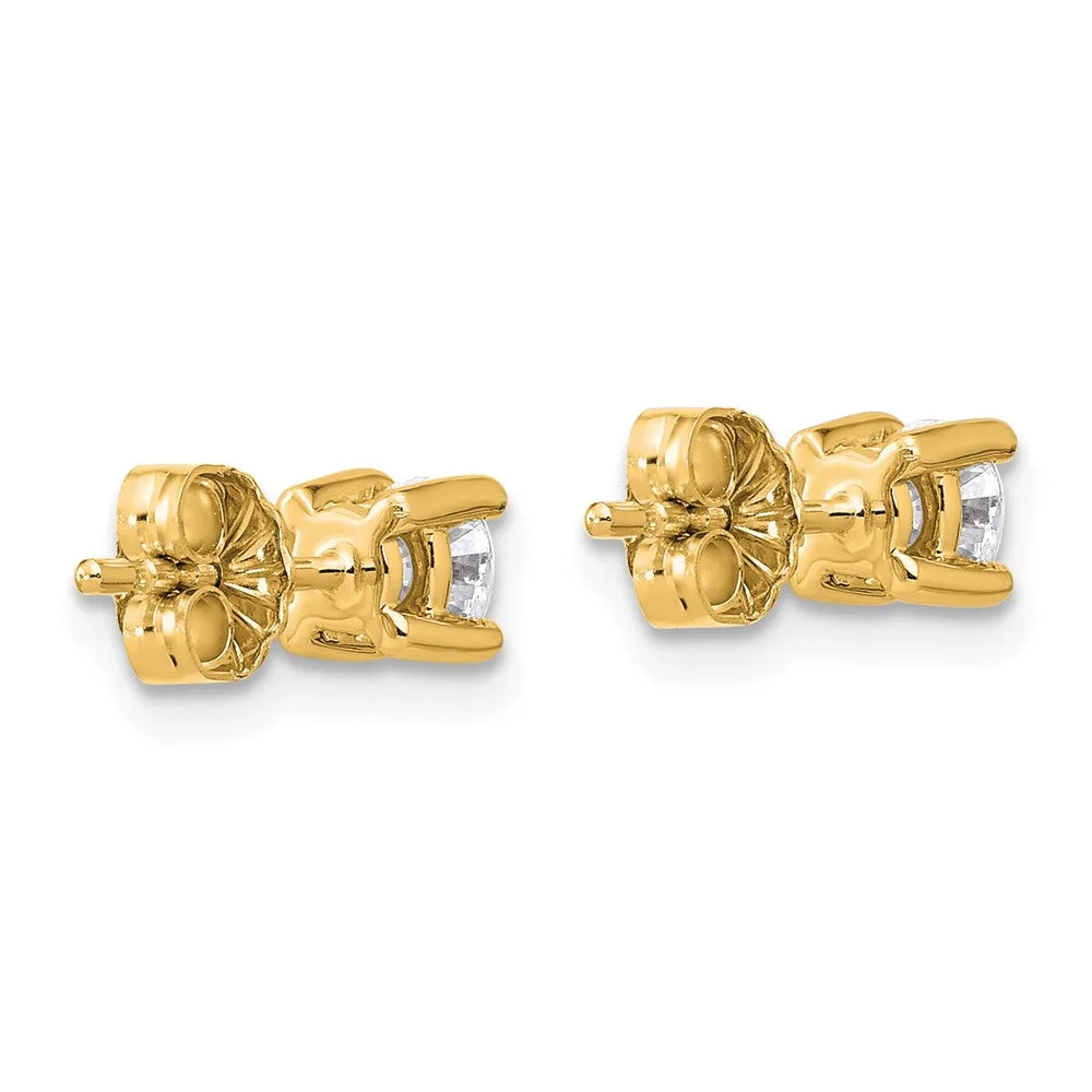 14k Yellow Gold 1/2 ct Round Lab Grown Diamond Stud Earrings VS Clarity, D-E Color