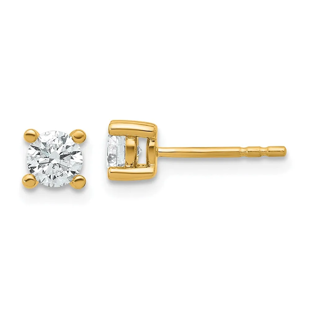 14k Yellow Gold 2/3 ct Round Lab Grown Diamond Stud Earrings VS Clarity, D-E Color