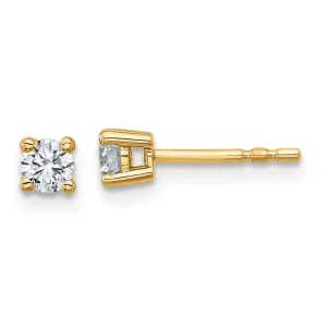 14k Yellow Gold 3/8 ct Round Lab Grown Diamond Stud Earrings VS Clarity, D-E Color