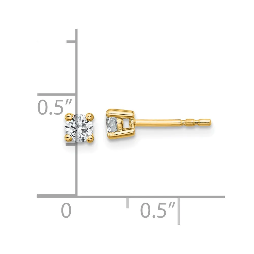 14k Yellow Gold 3/8 ct Round Lab Grown Diamond Stud Earrings VS Clarity, D-E Color
