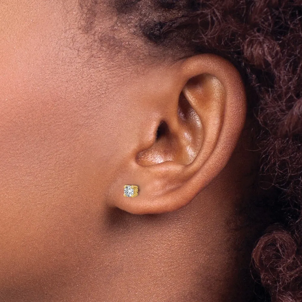 14k Yellow Gold 3/8 ct Round Lab Grown Diamond Stud Earrings VS Clarity, D-E Color