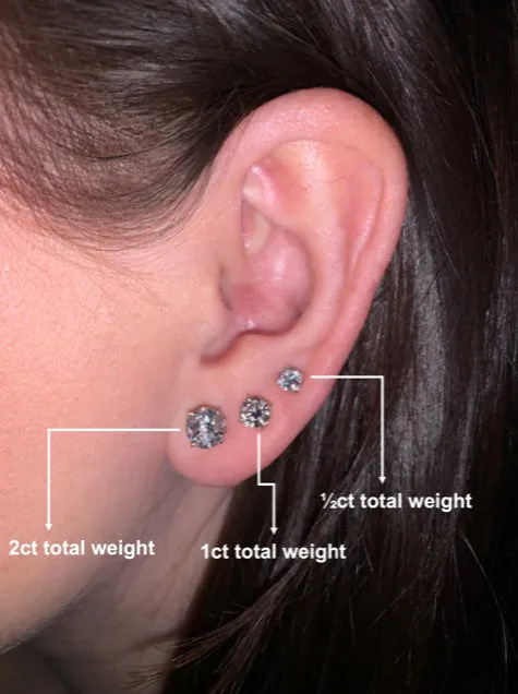 2ct tw LAB GROWN Diamond Earrings in 14kt Yellow gold