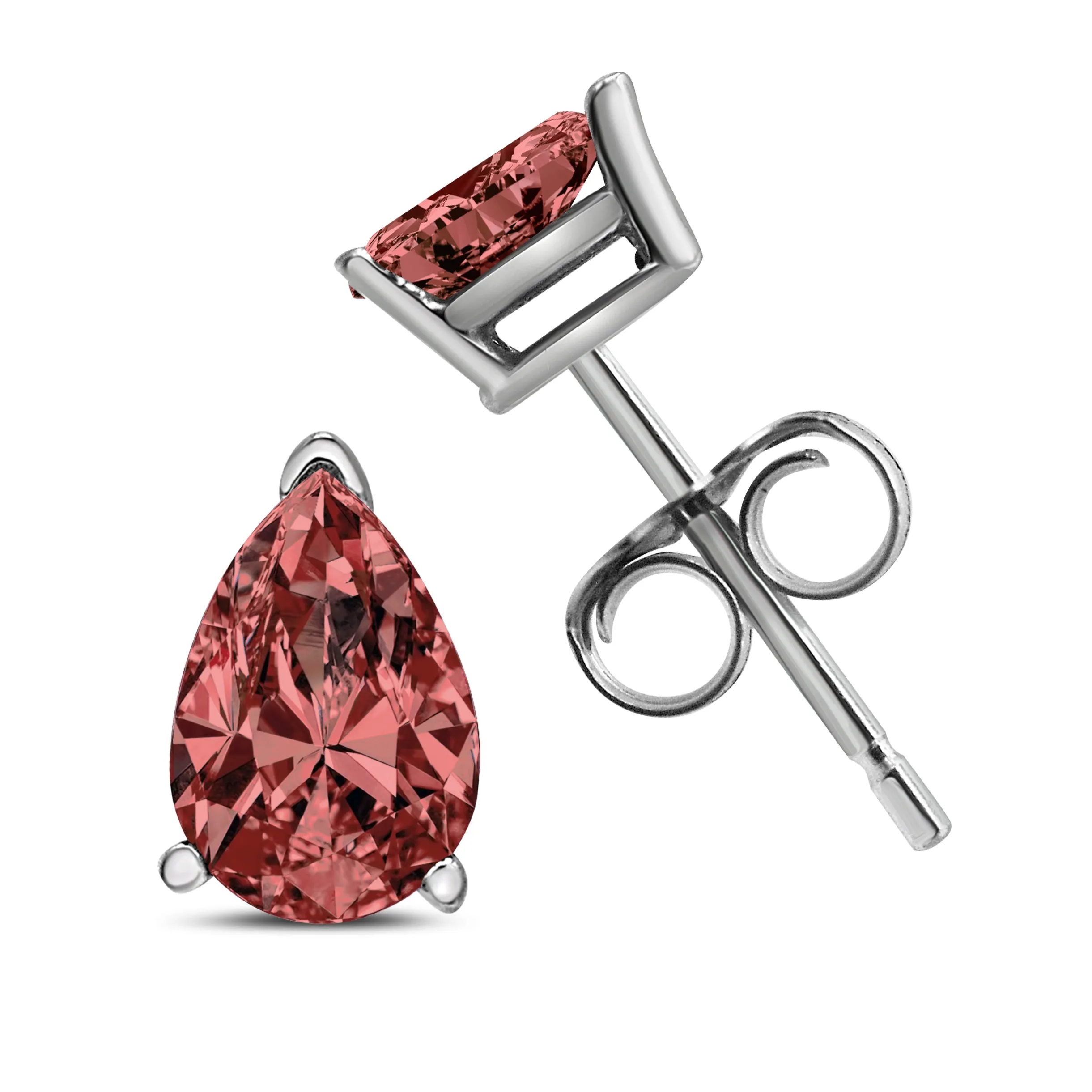 .925 Sterling Silver 2.00 Cttw Princess-Cut Square Black Diamond Classic 4-Prong Stud Earrings with Screw Backs