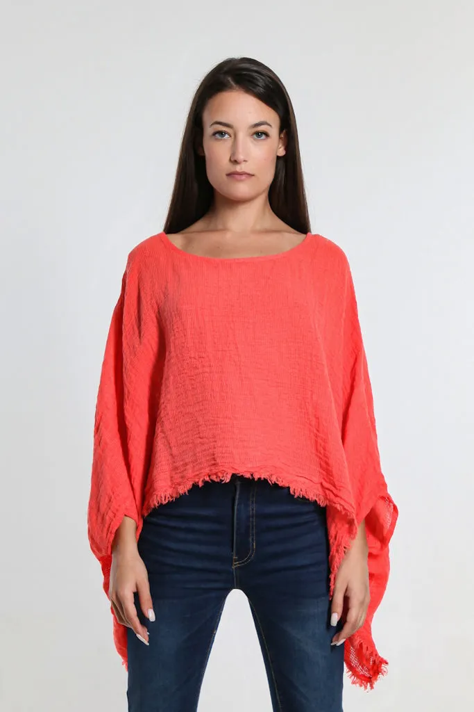 Archer Loose Gauze Raw Edge Top (BQ162)