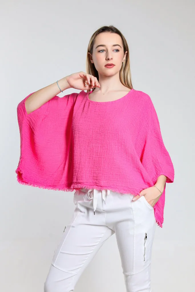 Archer Loose Gauze Raw Edge Top (BQ162)