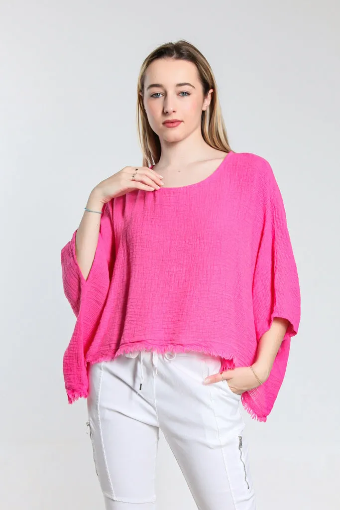 Archer Loose Gauze Raw Edge Top (BQ162)