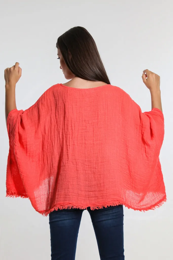 Archer Loose Gauze Raw Edge Top (BQ162)