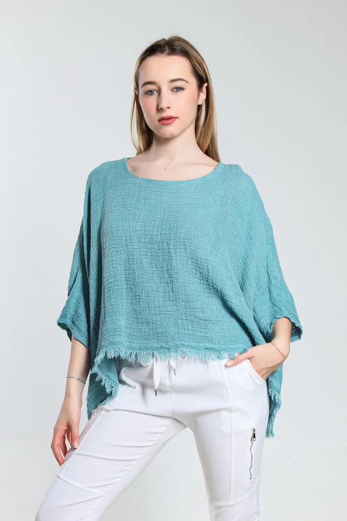 Archer Loose Gauze Raw Edge Top (BQ162)
