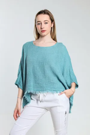 Archer Loose Gauze Raw Edge Top (BQ162)