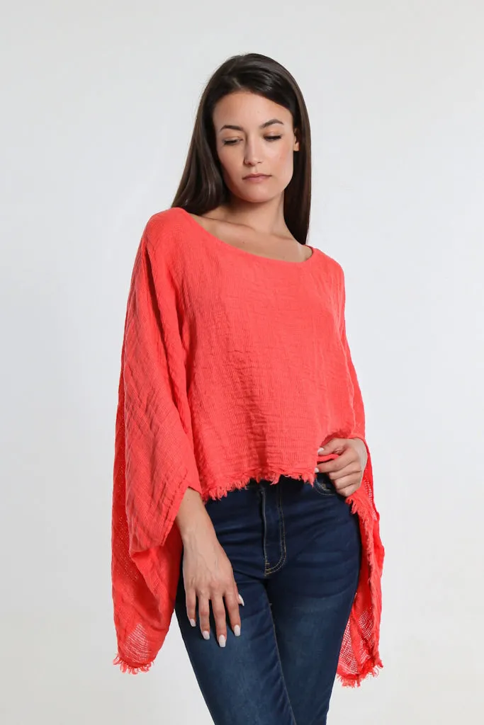 Archer Loose Gauze Raw Edge Top (BQ162)