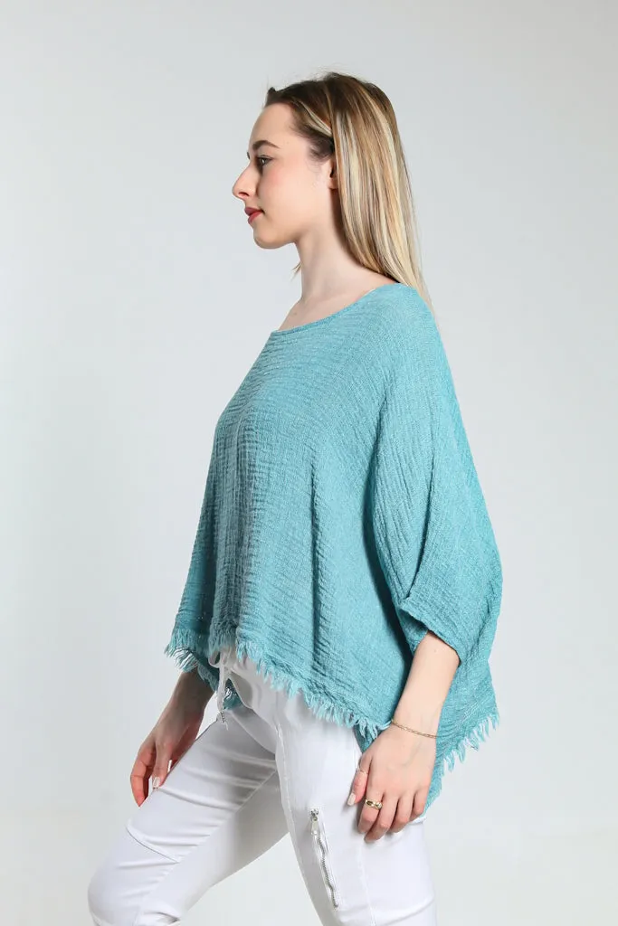 Archer Loose Gauze Raw Edge Top (BQ162)