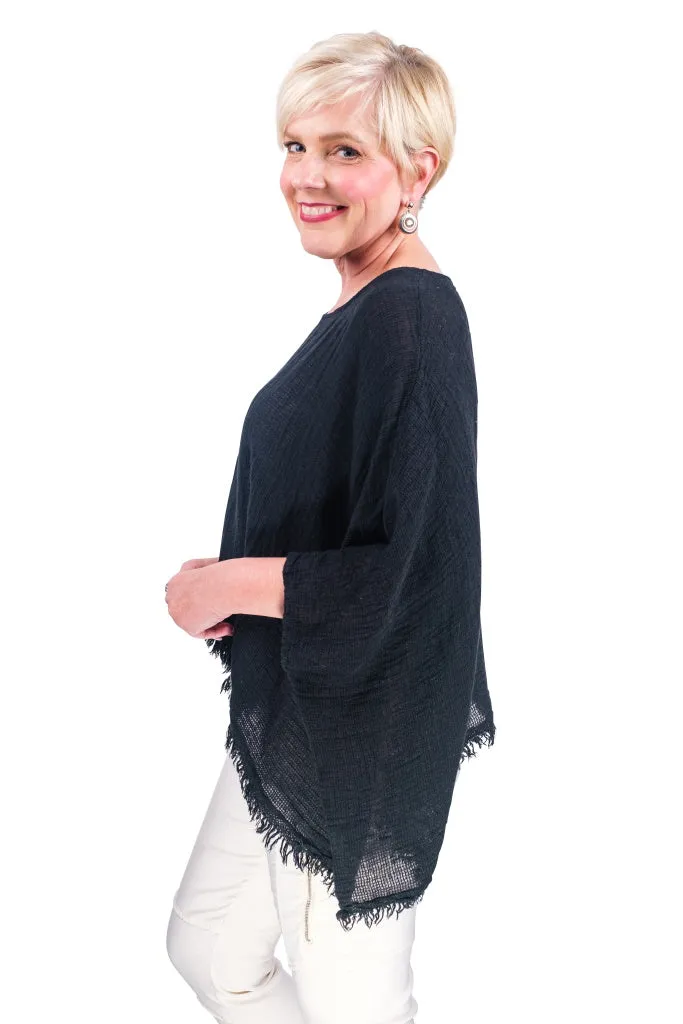 Archer Loose Gauze Raw Edge Top (BQ162)