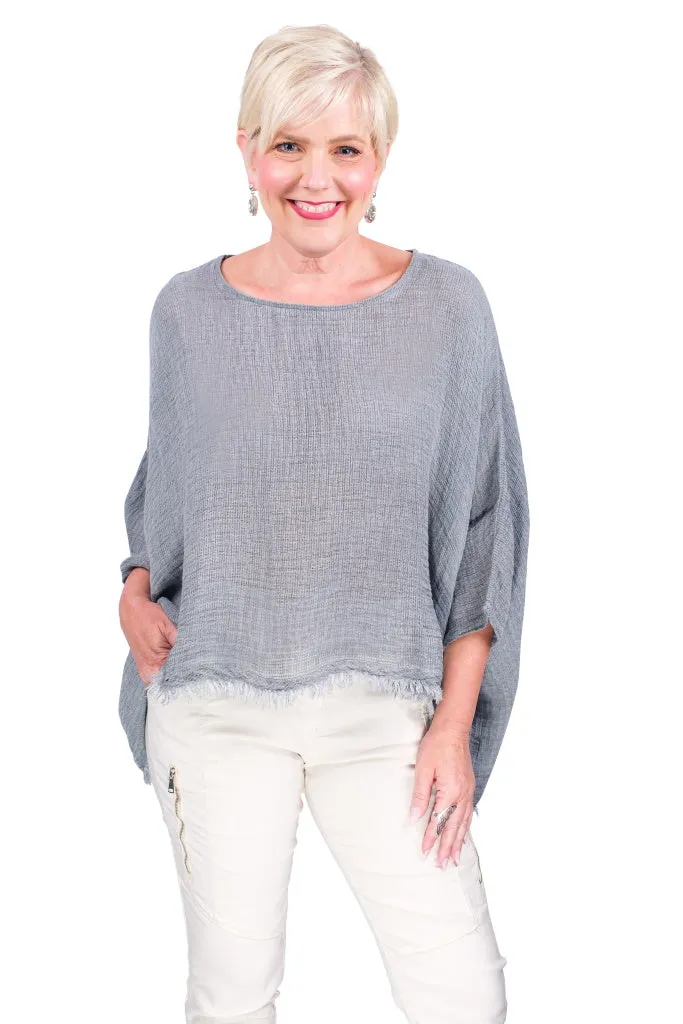 Archer Loose Gauze Raw Edge Top (BQ162)