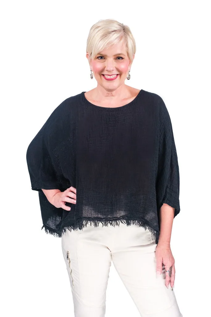 Archer Loose Gauze Raw Edge Top (BQ162)