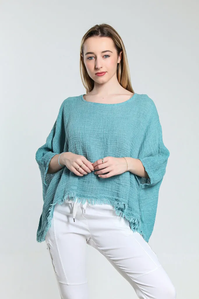 Archer Loose Gauze Raw Edge Top (BQ162)