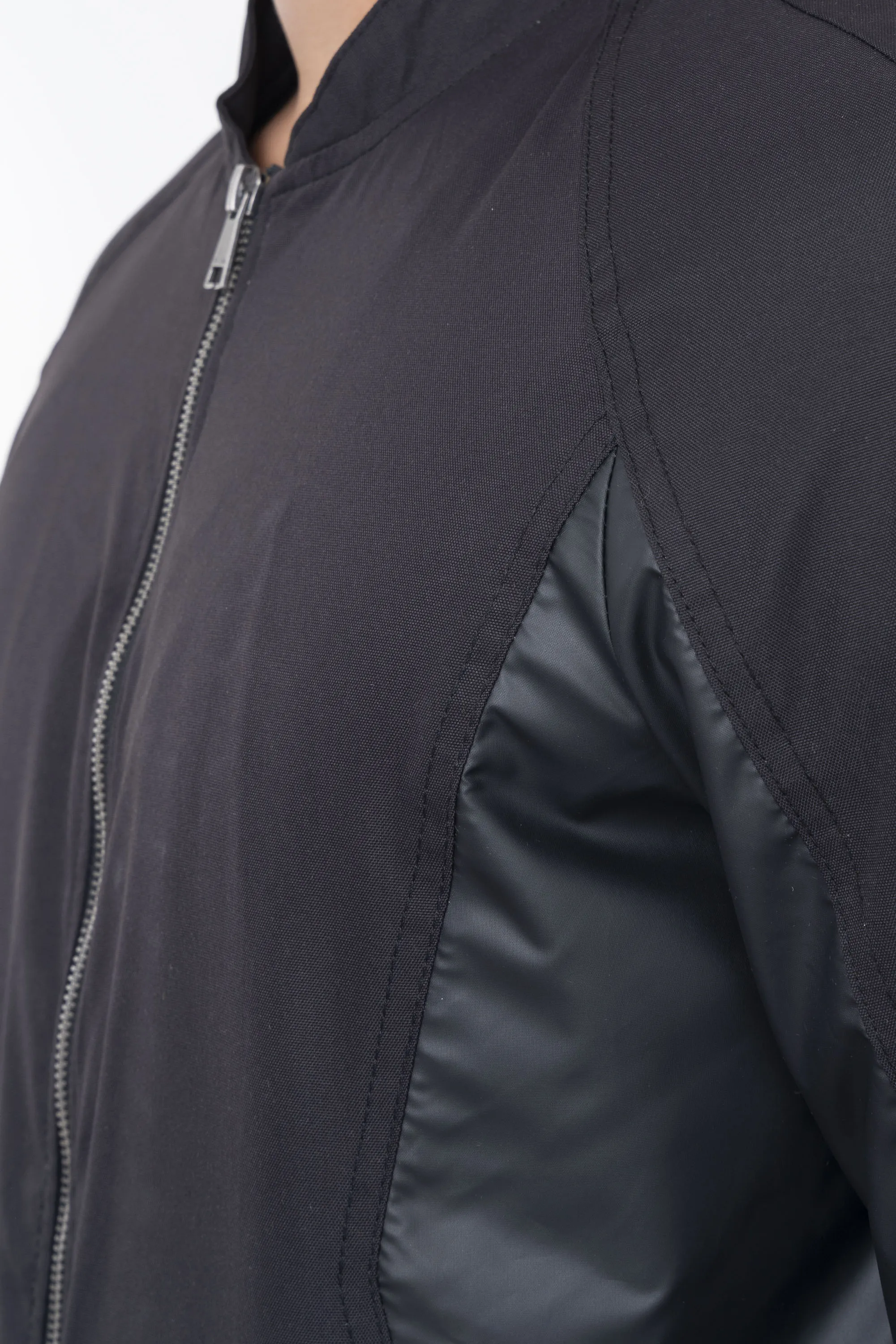 Biker-Style Coated Twill Jacket