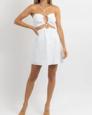Blurred Lines Mini Dress In White | White