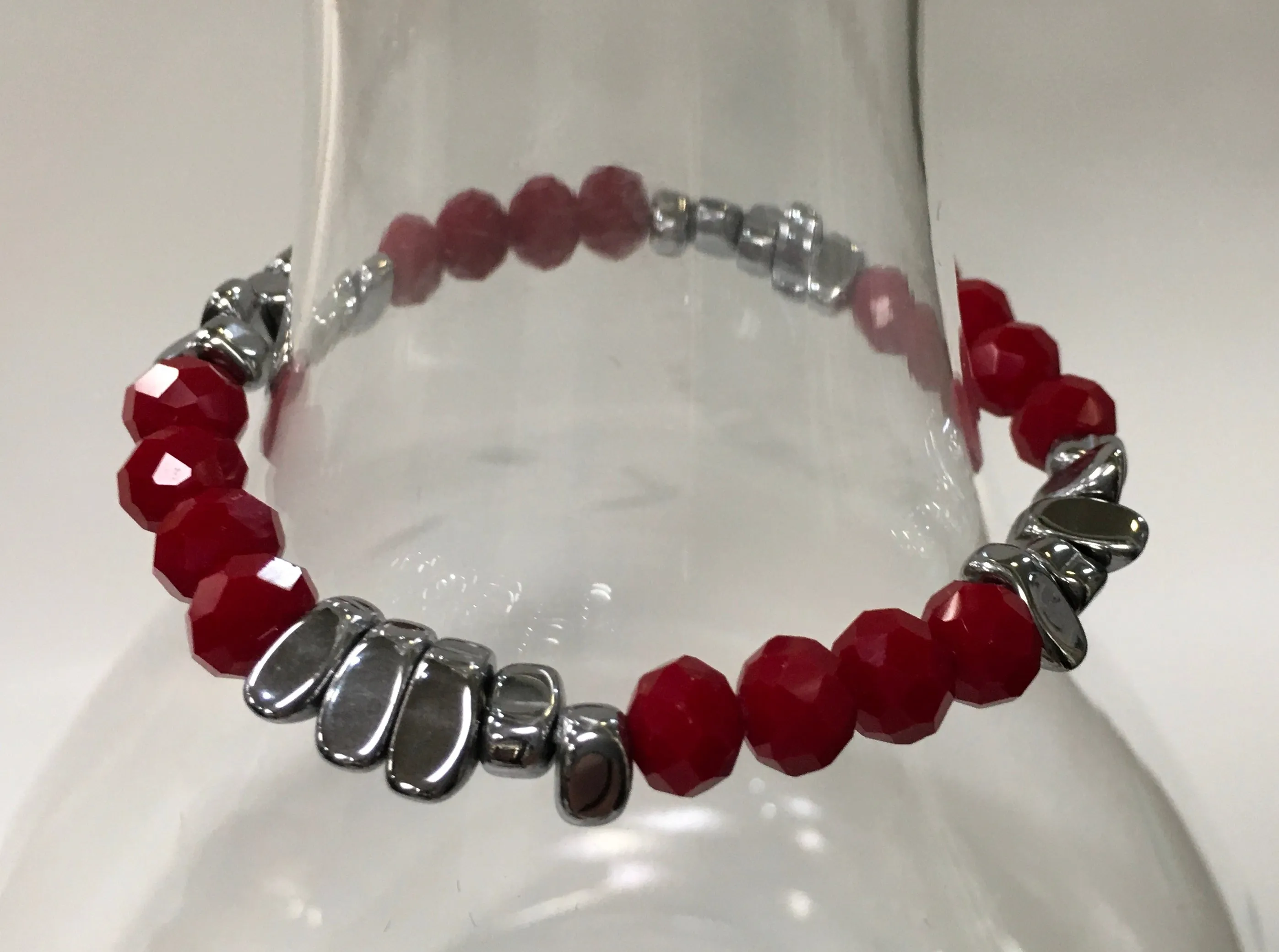 Buffalo Plaid Red Silver Bracelets