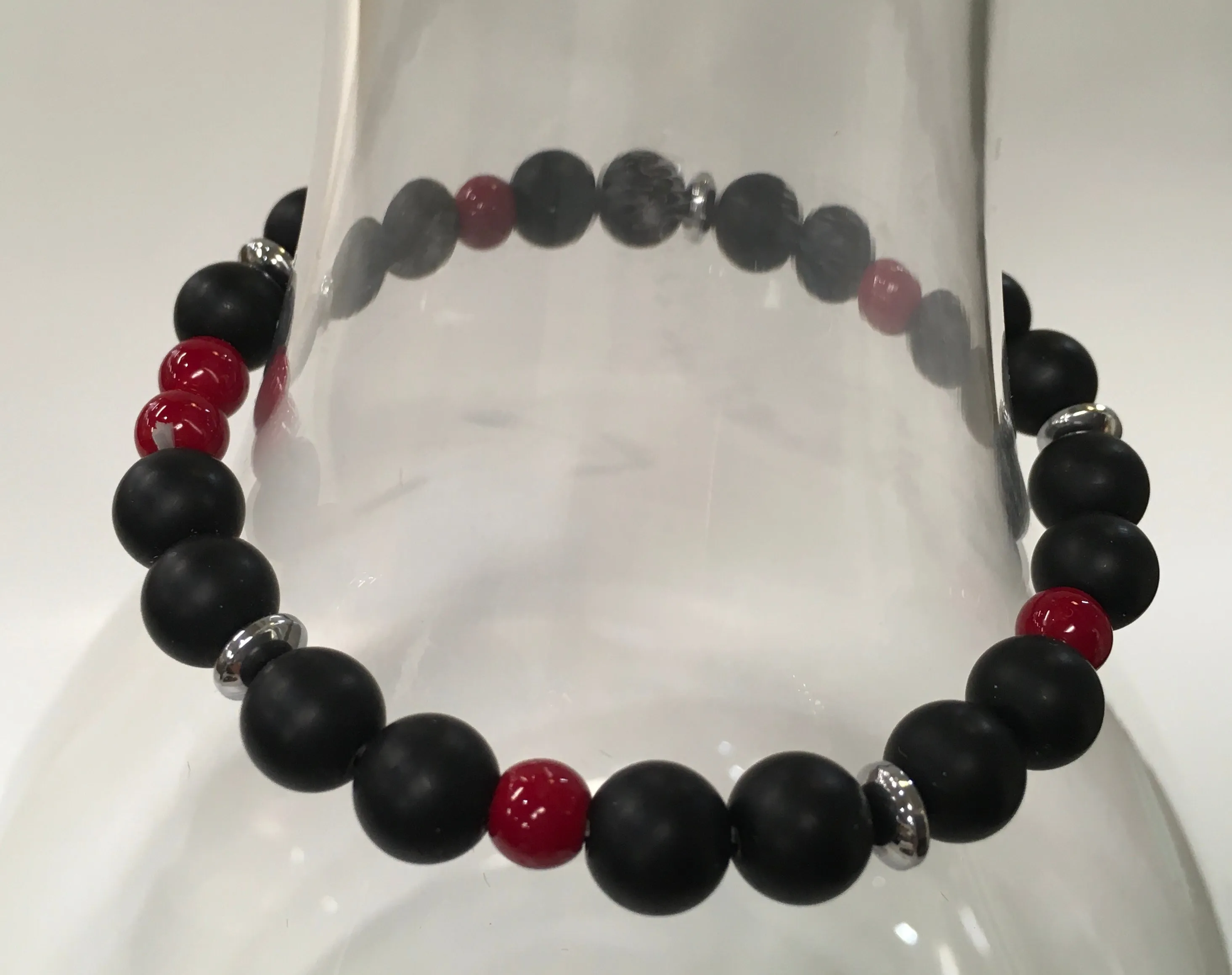 Buffalo Plaid Red Silver Bracelets