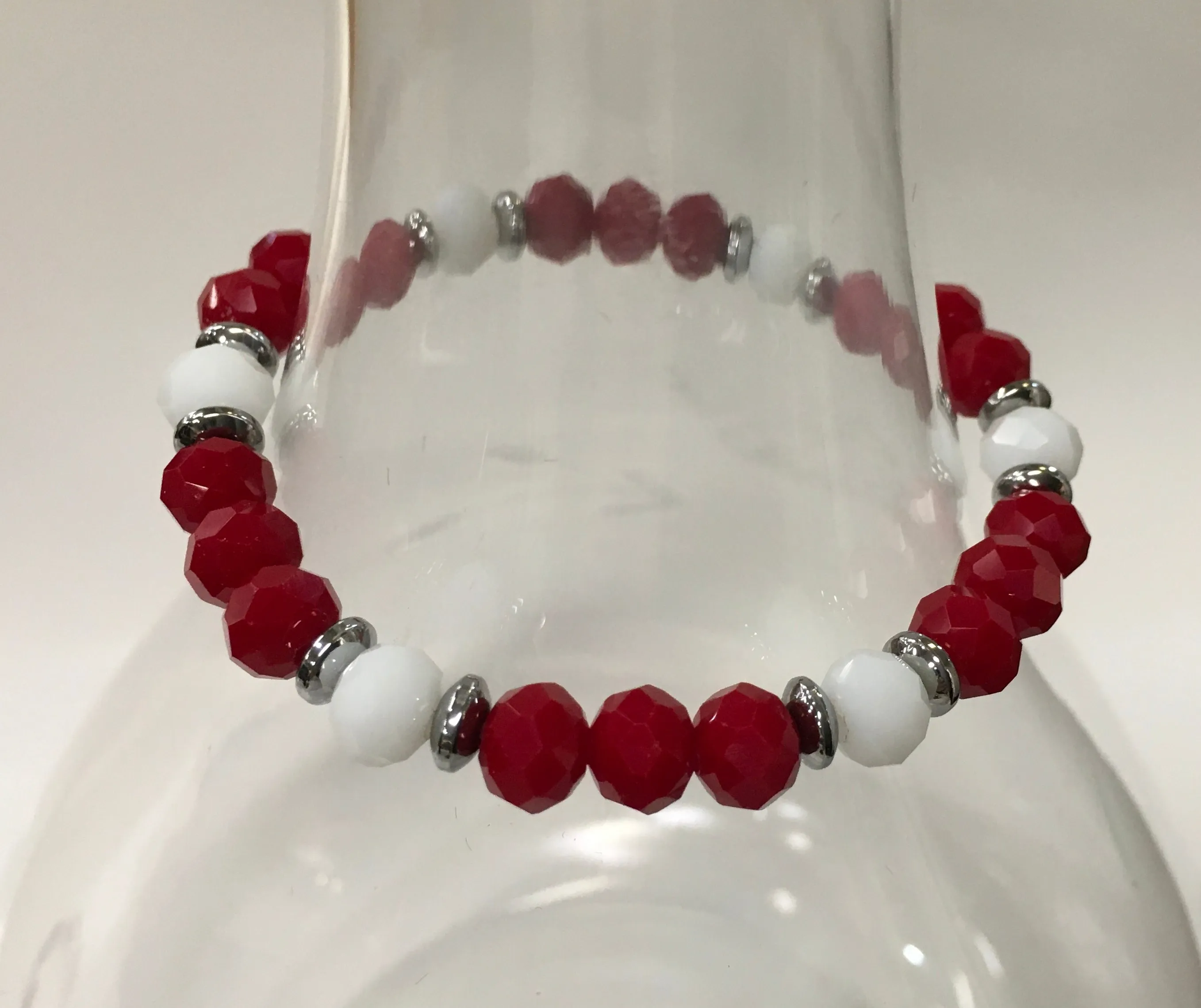 Buffalo Plaid Red Silver Bracelets